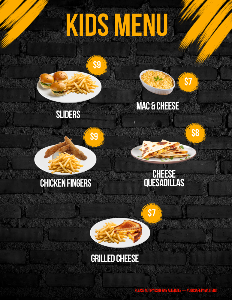 Kids menu