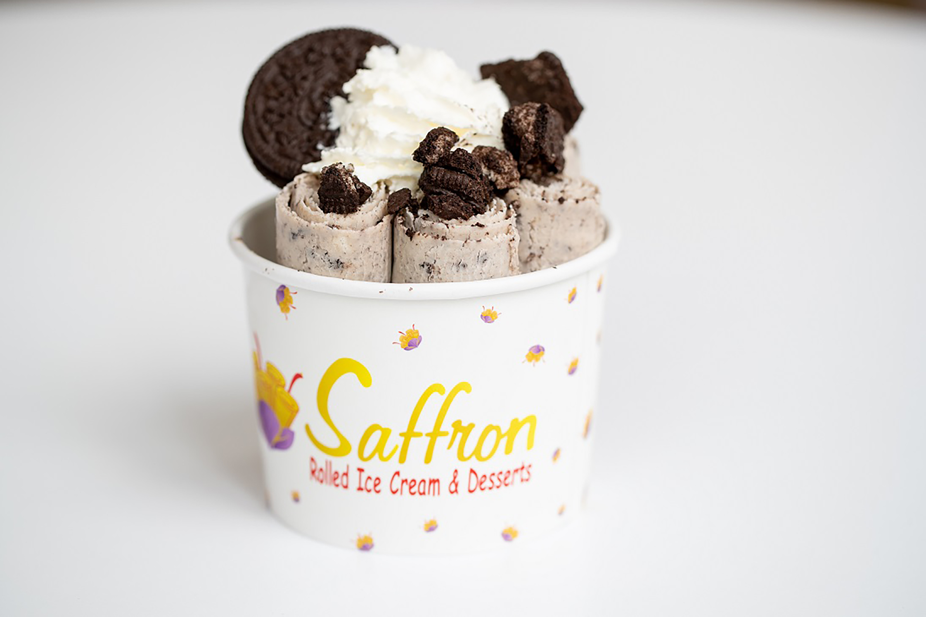 Cookies and cream style rolled ice cream from Saffron